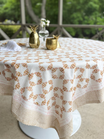 Table Throw - Honeybee - Rose & Mustard