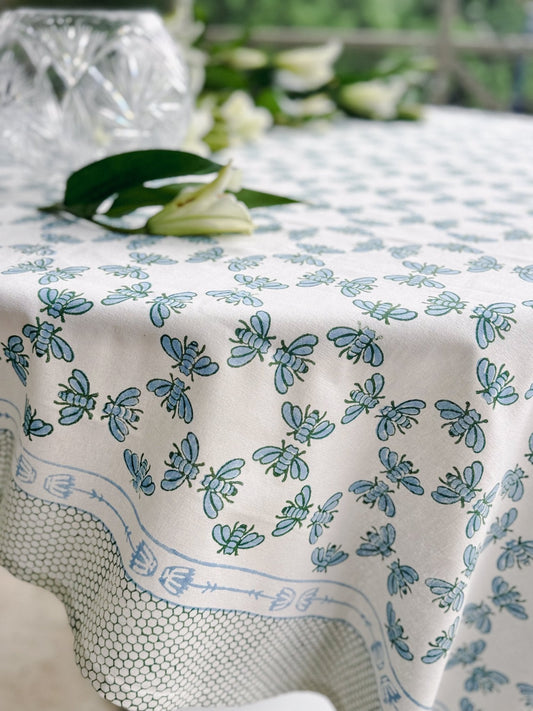 Table Throw - Honeybee - Uniform Blue & Sage