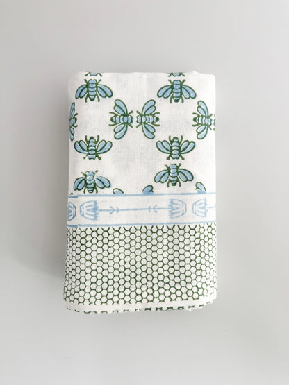 Table Throw - Honeybee - Uniform Blue & Sage