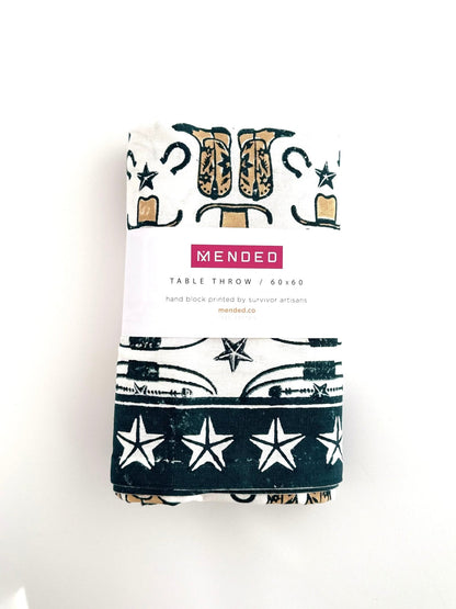 Table Throw (Ivory)- Cowgirl, Midnight & Chai