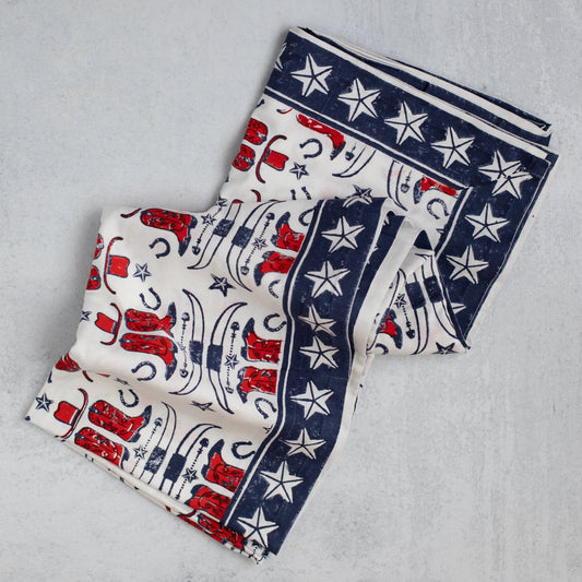 Table Throw (Ivory) - Cowgirl, Navy & Poppy