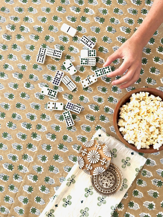 Table Throw (Ivory) - Lily - Chai & Midnight