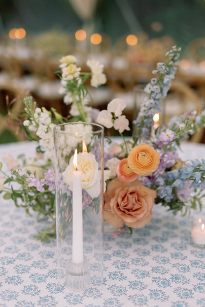Table Throw - Lotus, Navy & Uniform Blue with Navy Vine Border