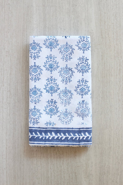 Table Throw - Lotus, Navy & Uniform Blue with Navy Vine Border