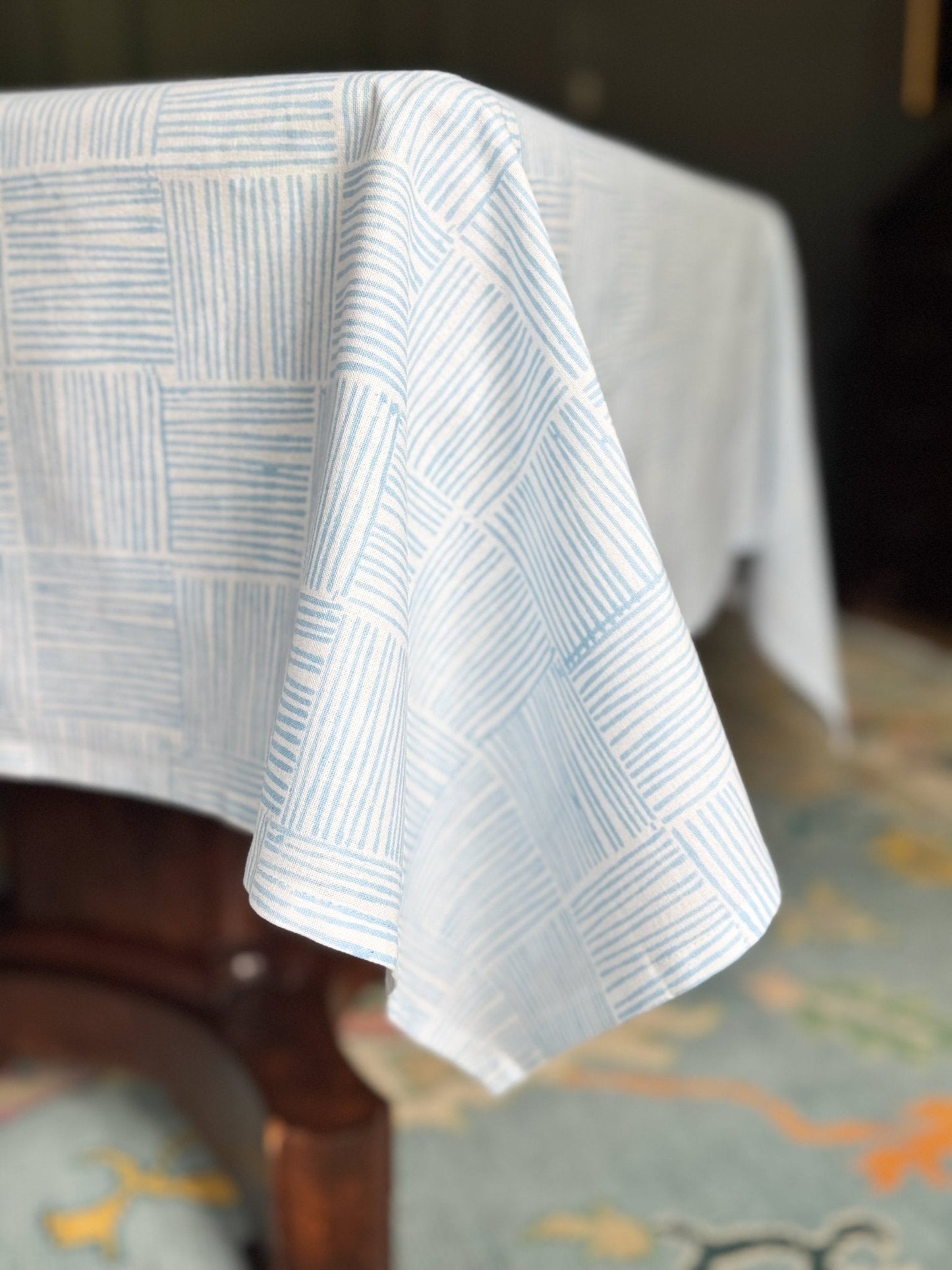 Table Throw - Striped, Uniform Blue