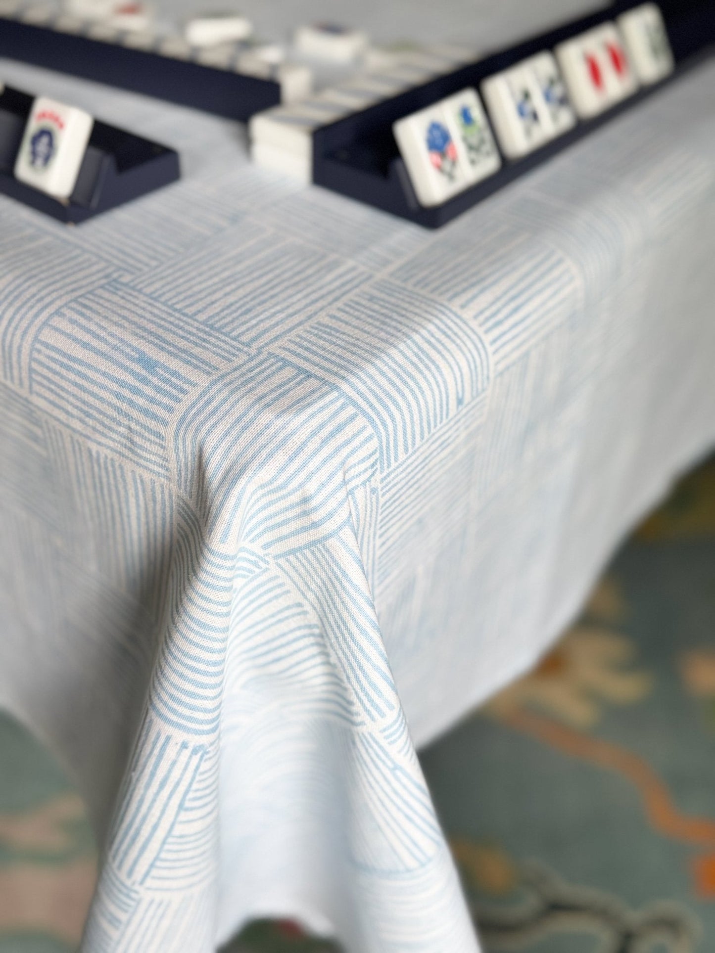 Table Throw - Striped, Uniform Blue